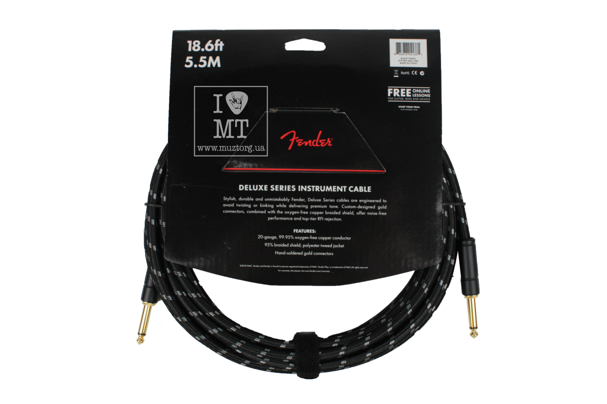 Nástrojový kabel FENDER CABLE DELUXE SERIES 18.6' BLACK TWEED