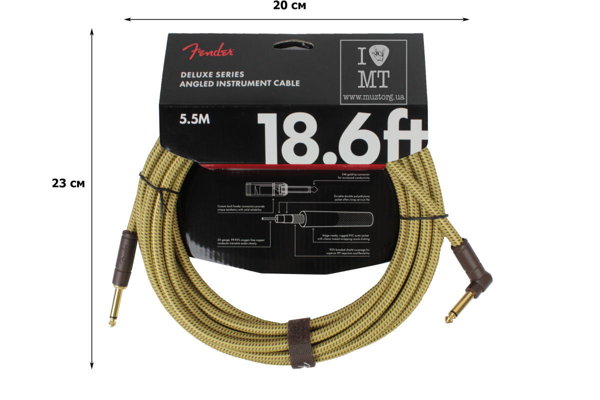 Nástrojový kabel FENDER CABLE DELUXE SERIES 18.6' ANGLED TWEED