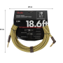 Nástrojový kabel FENDER CABLE DELUXE SERIES 18.6' ANGLED TWEED