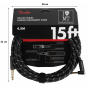 Nástrojový kabel FENDER CABLE DELUXE SERIES 15' ANGLED BLACK TWEED