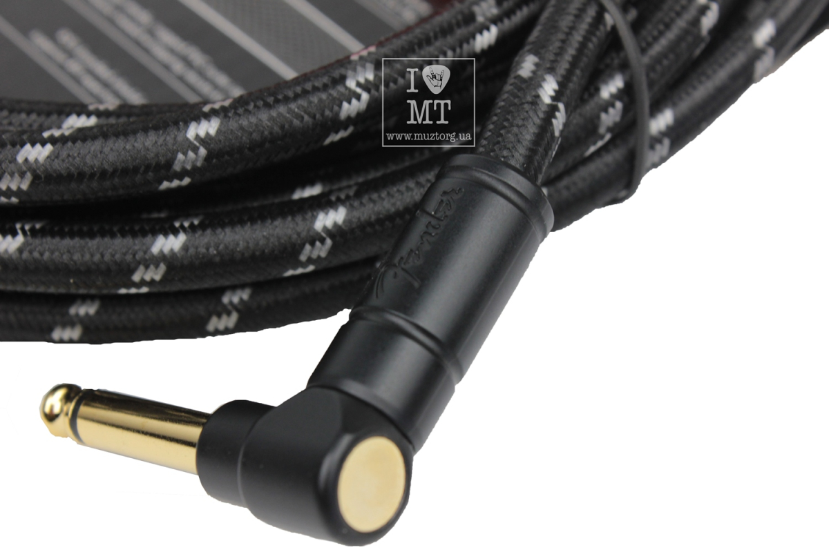 Nástrojový kabel FENDER CABLE DELUXE SERIES 15' ANGLED BLACK TWEED