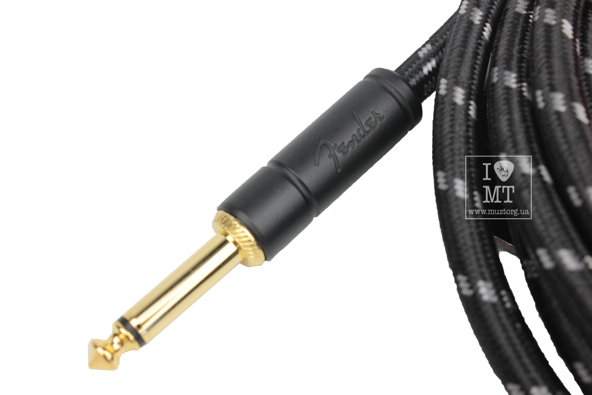Nástrojový kabel FENDER CABLE DELUXE SERIES 15' ANGLED BLACK TWEED