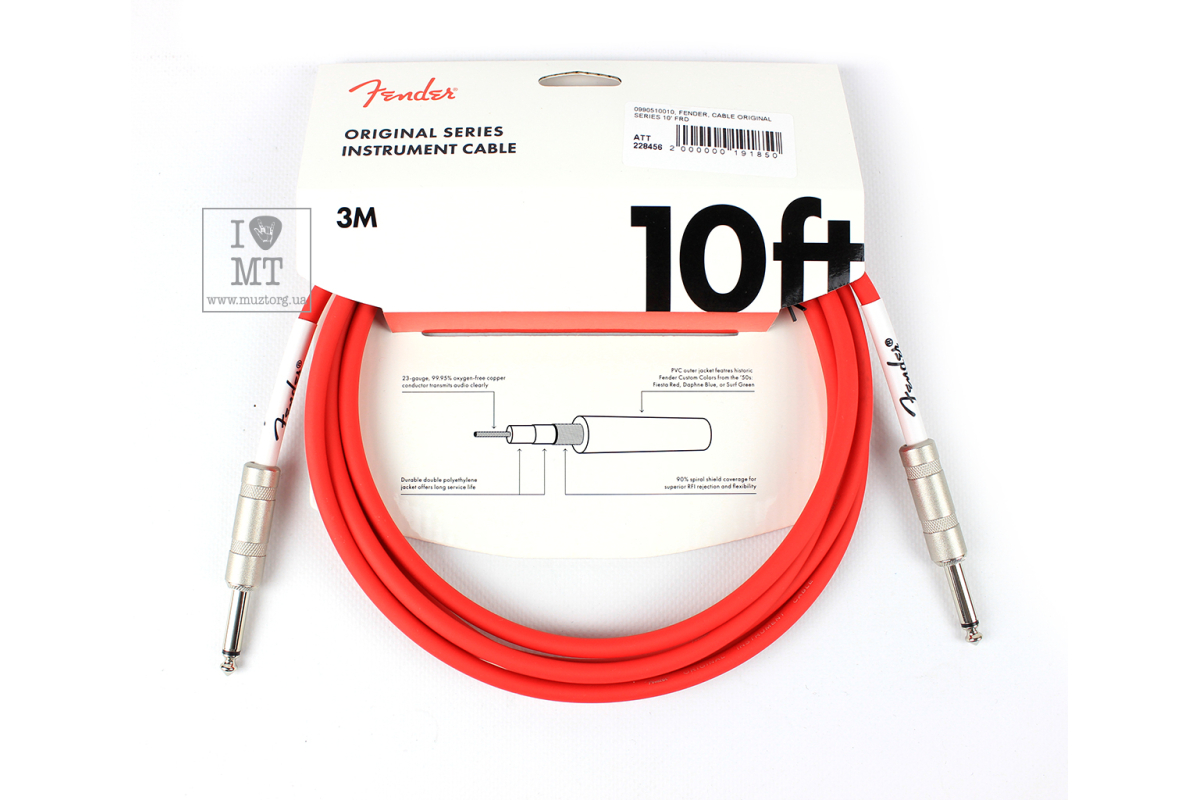 Kabel nástrojový FENDER CABLE ORIGINAL SERIES 10' FIESTA RED