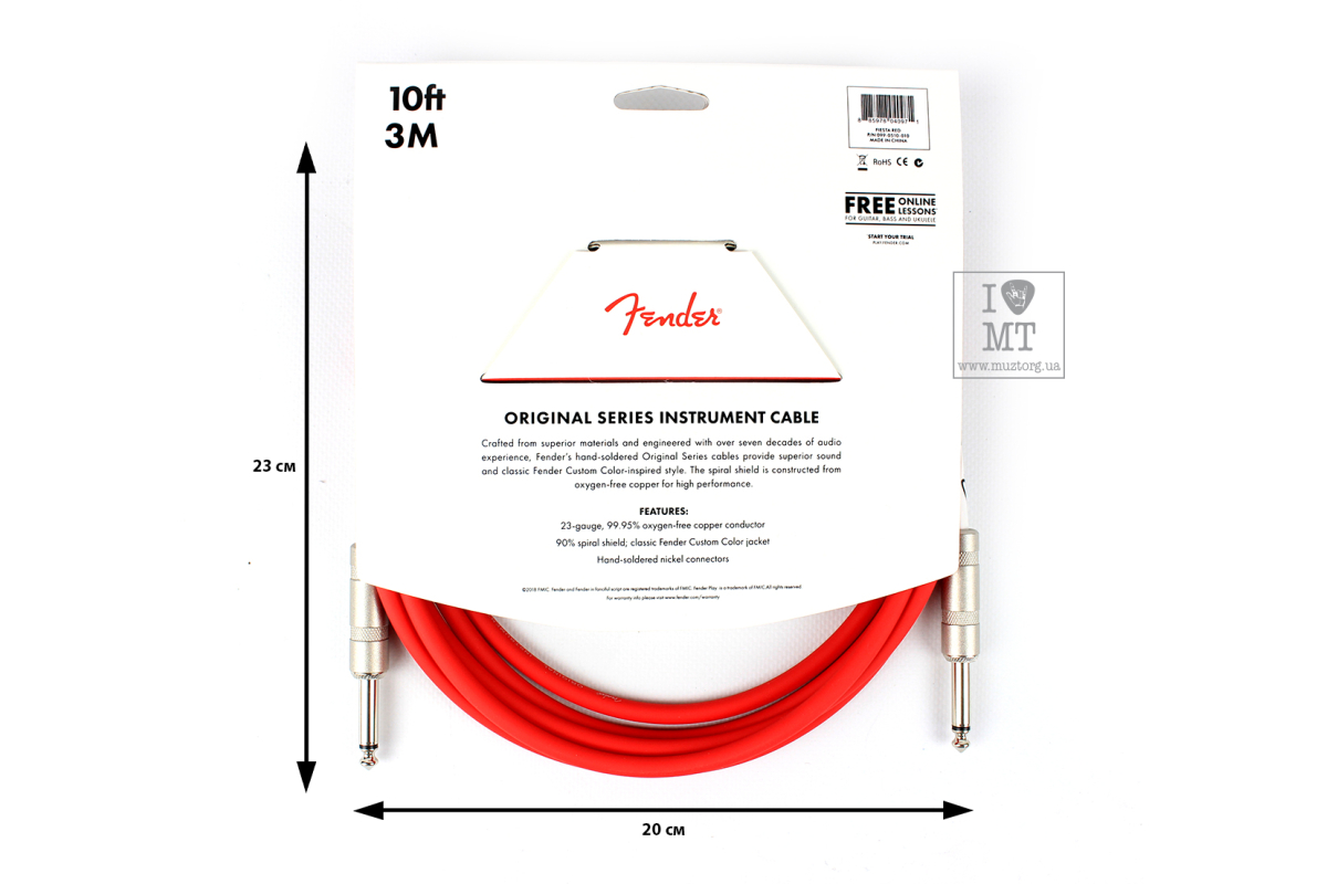 Kabel nástrojový FENDER CABLE ORIGINAL SERIES 10' FIESTA RED