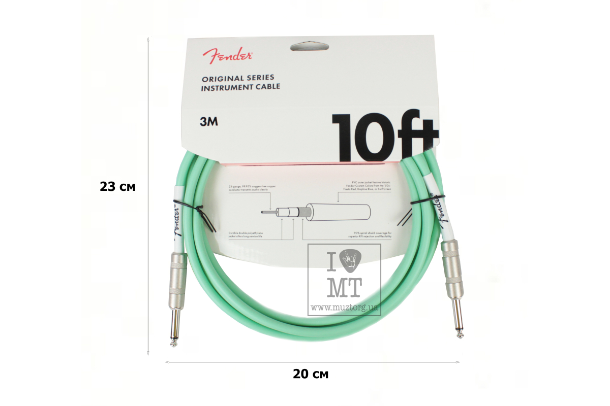 Kabel nástrojový FENDER CABLE ORIGINAL SERIES 10' SURF GREEN