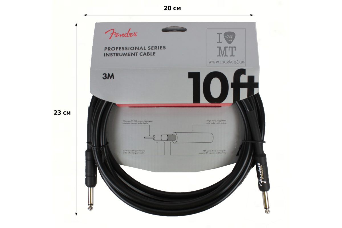 Kabel nástrojový FENDER CABLE PROFESSIONAL SERIES 10' BLACK