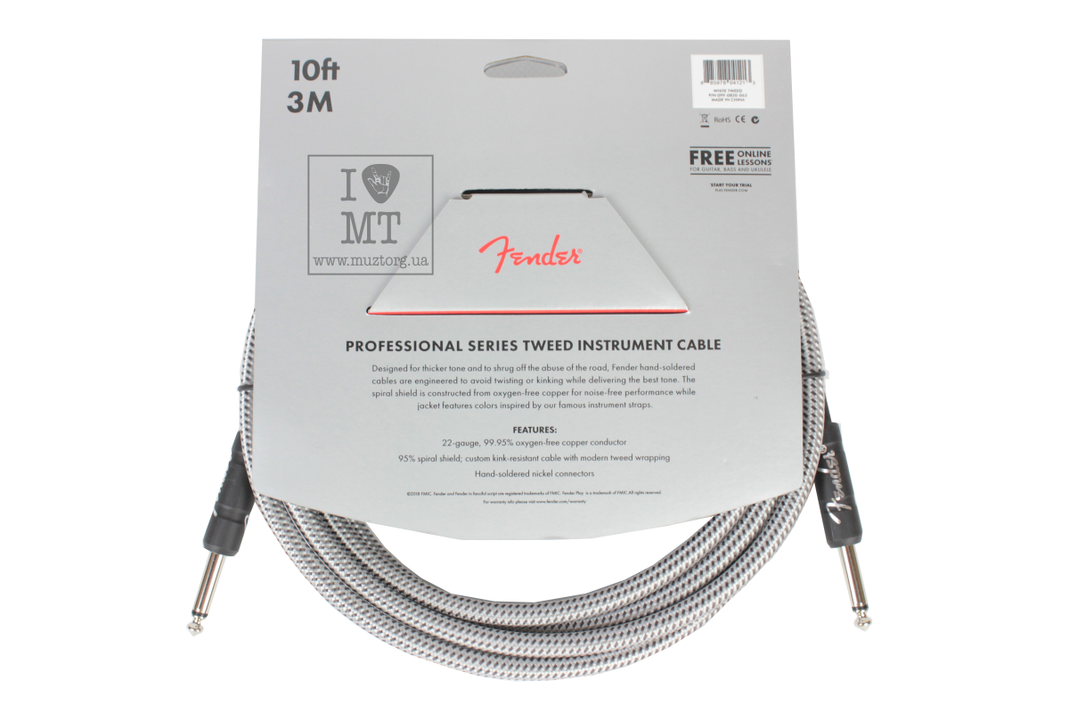Nástrojový kabel FENDER CABLE PROFESSIONAL SERIES 10' WHITE TWEED