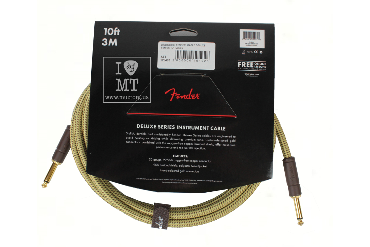 Nástrojový kabel FENDER CABLE DELUXE SERIES 10' TWEED