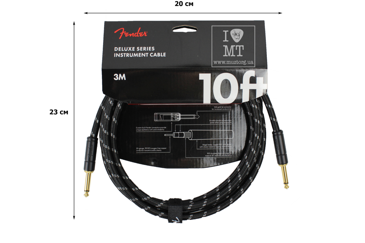 Nástrojový kabel FENDER CABLE DELUXE SERIES 10' BLACK TWEED