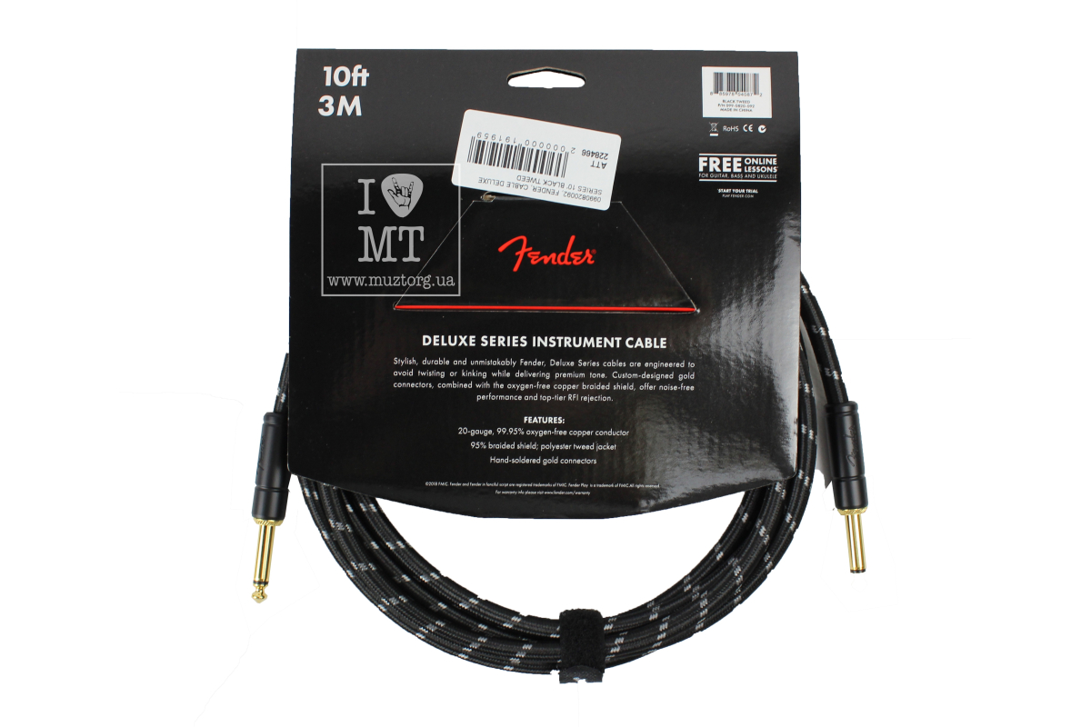 Nástrojový kabel FENDER CABLE DELUXE SERIES 10' BLACK TWEED
