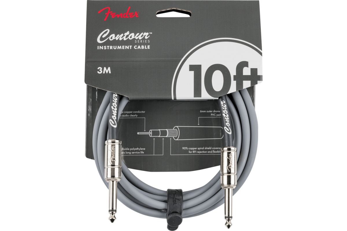 Nástrojový kabel FENDER CABLE CONTOUR SERIES 10' INCA SILVER