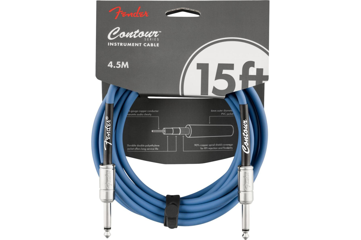 Nástrojový kabel FENDER CABLE CONTOUR SERIES 15' LAKE PLACID BLUE