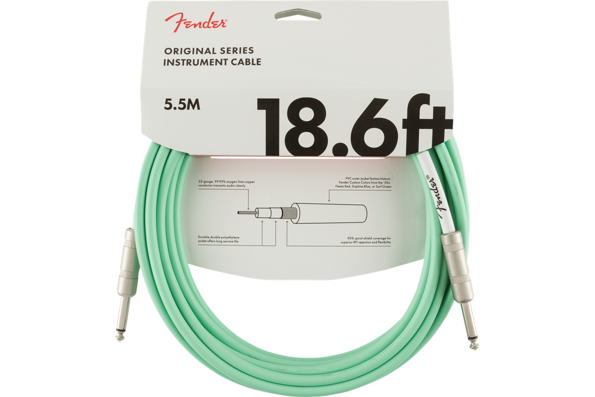 Kabel nástrojový FENDER CABLE ORIGINAL SERIES 18.6' SURF GREEN