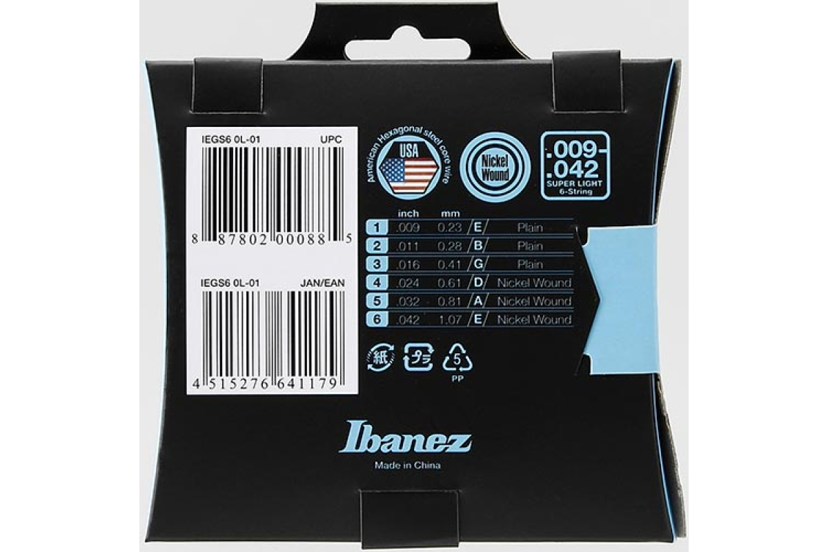 Struny pro elektrické kytary IBANEZ IEGS6 ELECTRIC GUITARS STRING 09-42