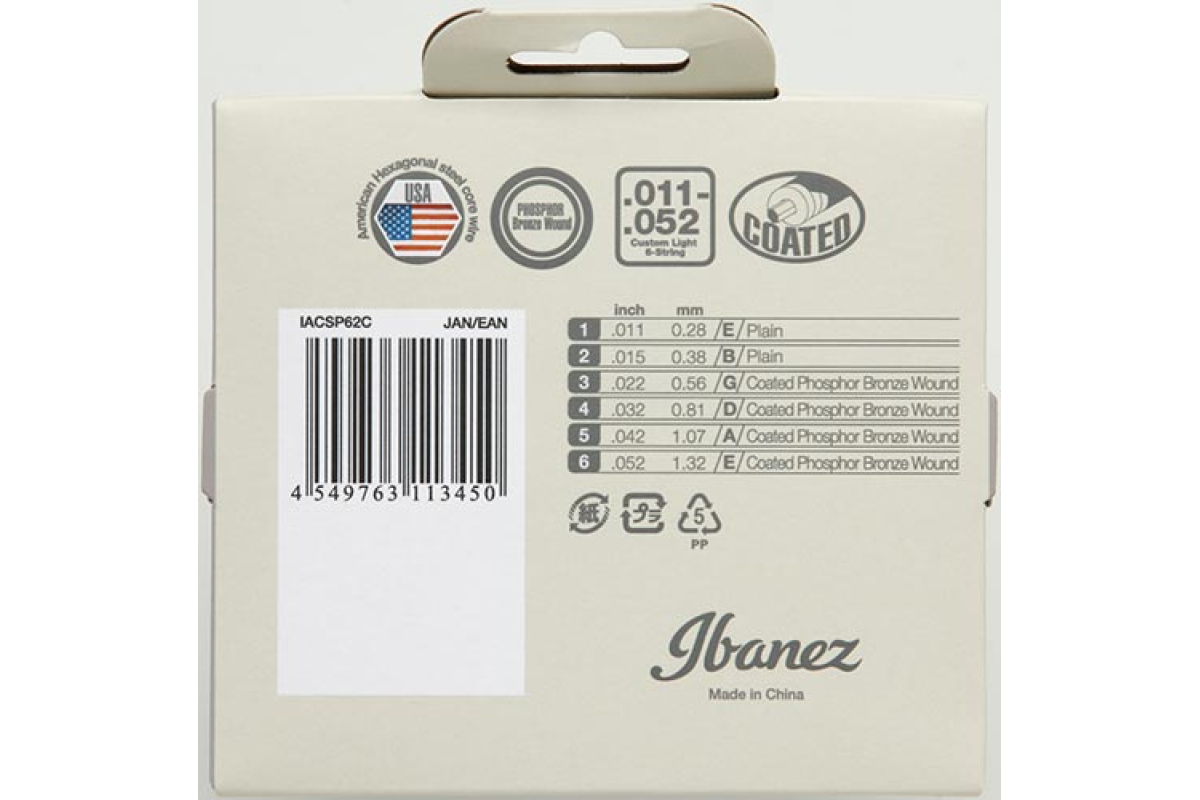 Struny pro akustické kytary IBANEZ IACSP62C ACOUSTIC GUITAR STRING 11-52