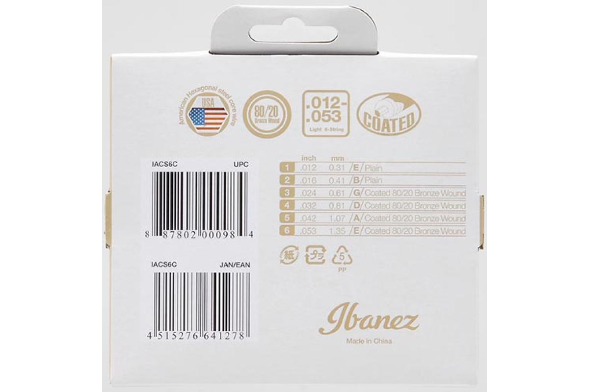 Strings for Acoustic Guitars IBANEZ IACS6C ACOUSTIC GUITAR STRING 12-53