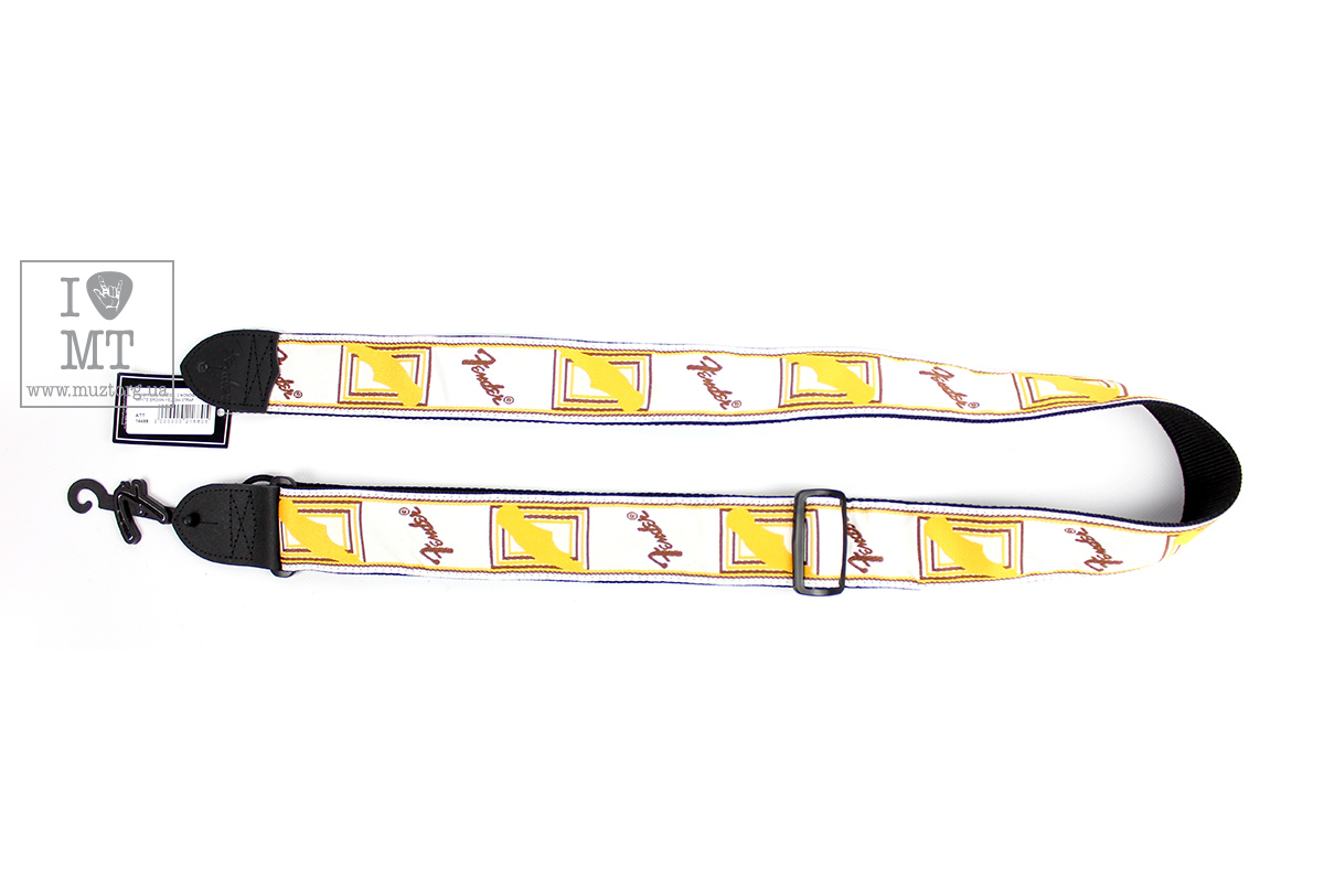 Kytarový popruh FENDER STRAP 2" MONOGRAMMED WHITE BROWN YELLOW