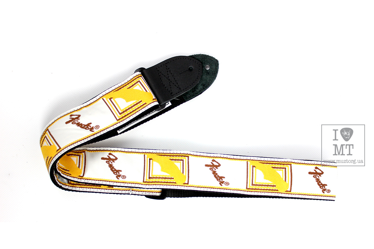 Kytarový popruh FENDER STRAP 2" MONOGRAMMED WHITE BROWN YELLOW