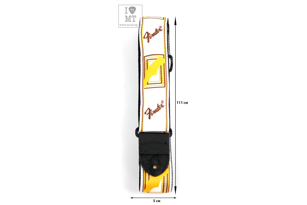 Kytarový popruh FENDER STRAP 2" MONOGRAMMED WHITE BROWN YELLOW