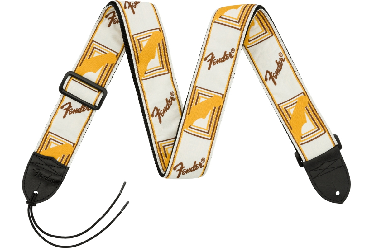 Kytarový popruh FENDER STRAP 2" MONOGRAMMED WHITE BROWN YELLOW