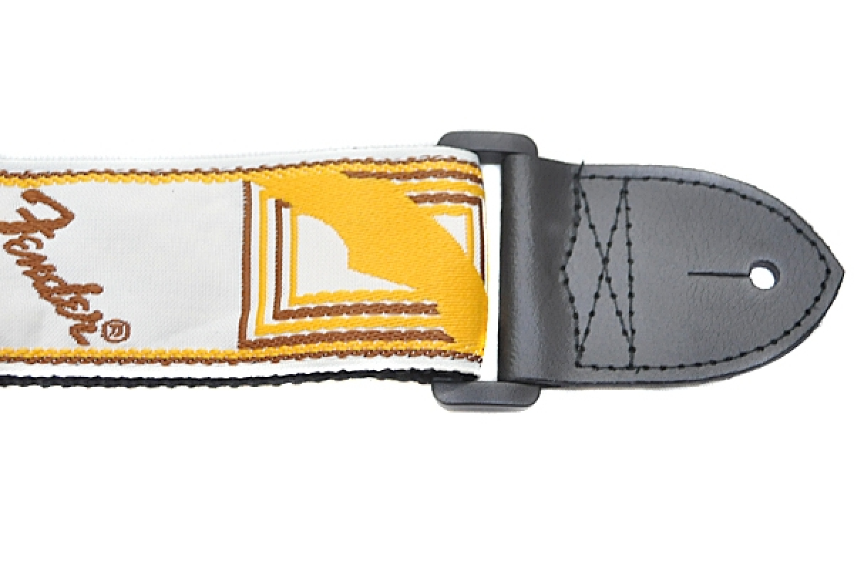 Kytarový popruh FENDER STRAP 2" MONOGRAMMED WHITE BROWN YELLOW