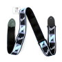 Kytarový popruh FENDER STRAP 2" MONOGRAMMED BLACK LIGHT GREY MEDIUM BLUE