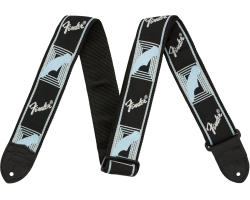 Kytarový popruh FENDER STRAP 2" MONOGRAMMED BLACK LIGHT GREY MEDIUM BLUE