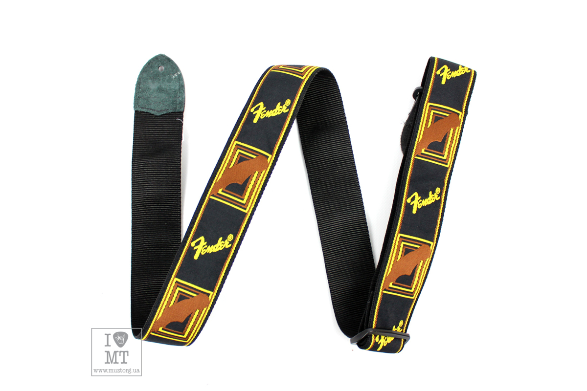 Kytarový popruh FENDER STRAP 2" MONOGRAMMED BLACK/YELLOW/BROWN