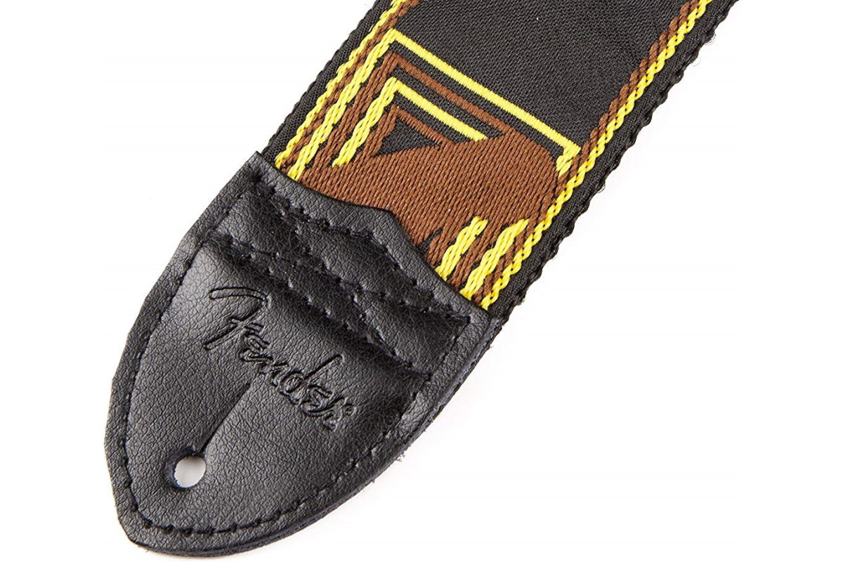 Kytarový popruh FENDER STRAP 2" MONOGRAMMED BLACK/YELLOW/BROWN