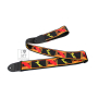 Kytarový popruh FENDER STRAP 2" MONOGRAMMED BLACK/YELLOW/RED