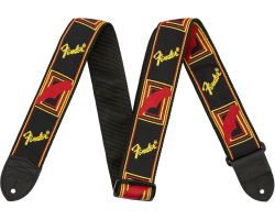 Kytarový popruh FENDER STRAP 2" MONOGRAMMED BLACK/YELLOW/RED