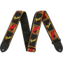 Kytarový popruh FENDER STRAP 2" MONOGRAMMED BLACK/YELLOW/RED