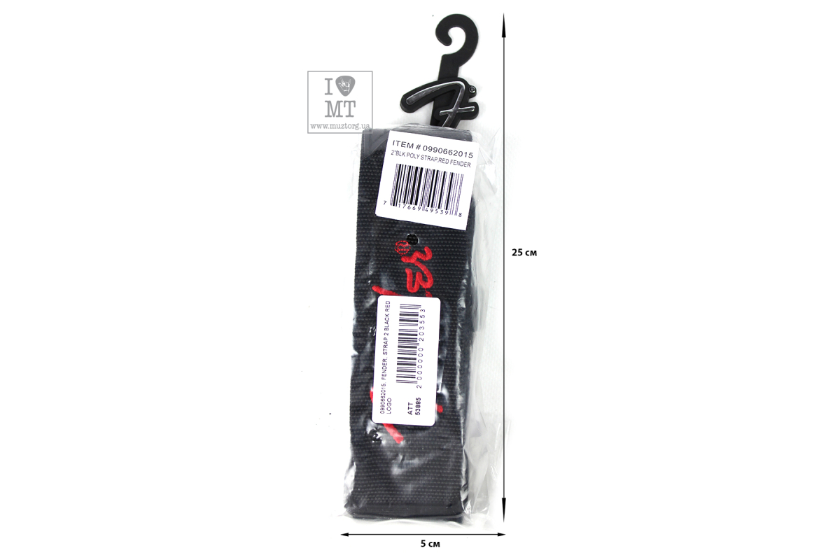 Kytarový popruh FENDER STRAP 2" ČERNÝ ČERVENÝ LOGO