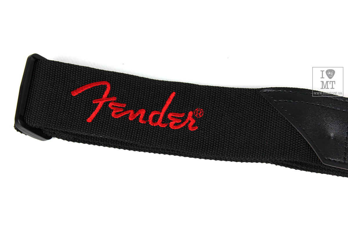 Kytarový popruh FENDER STRAP 2" ČERNÝ ČERVENÝ LOGO