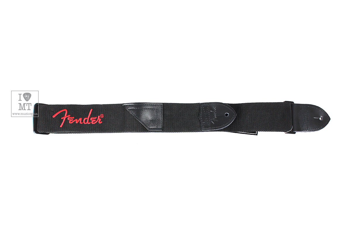 Kytarový popruh FENDER STRAP 2" ČERNÝ ČERVENÝ LOGO