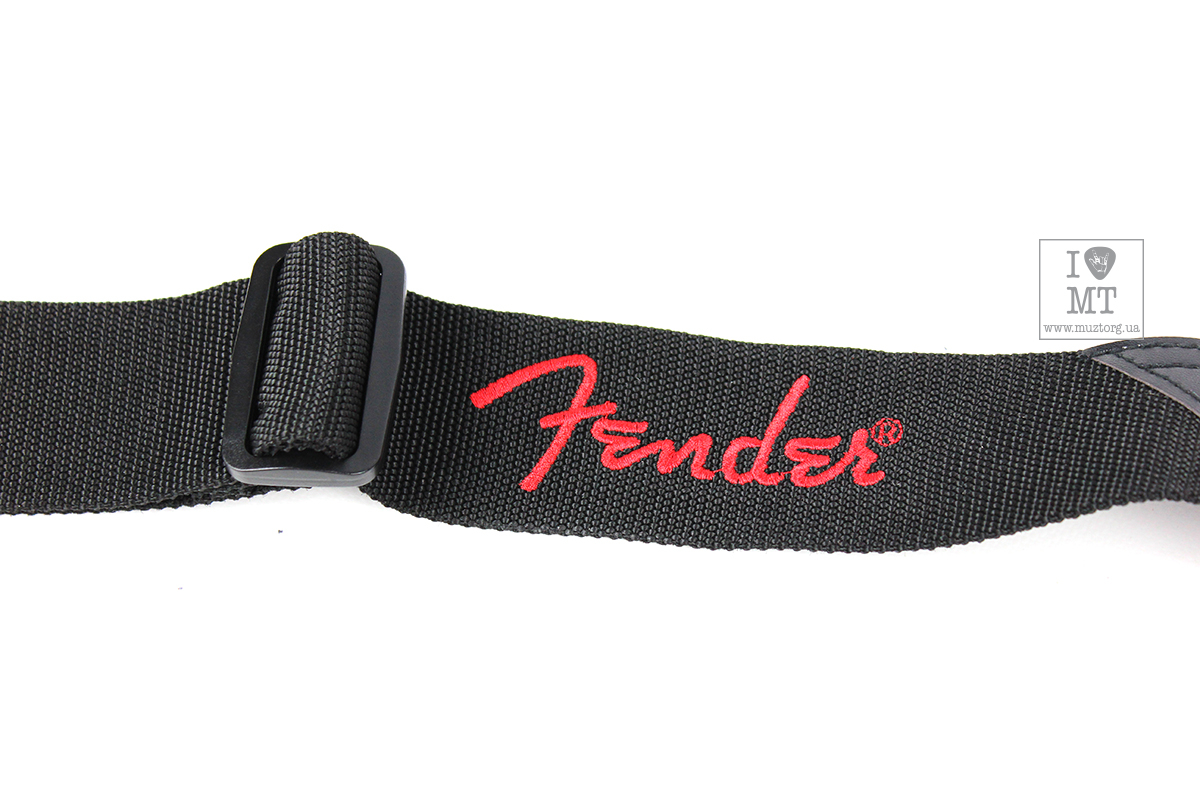 Kytarový popruh FENDER STRAP 2" ČERNÝ ČERVENÝ LOGO