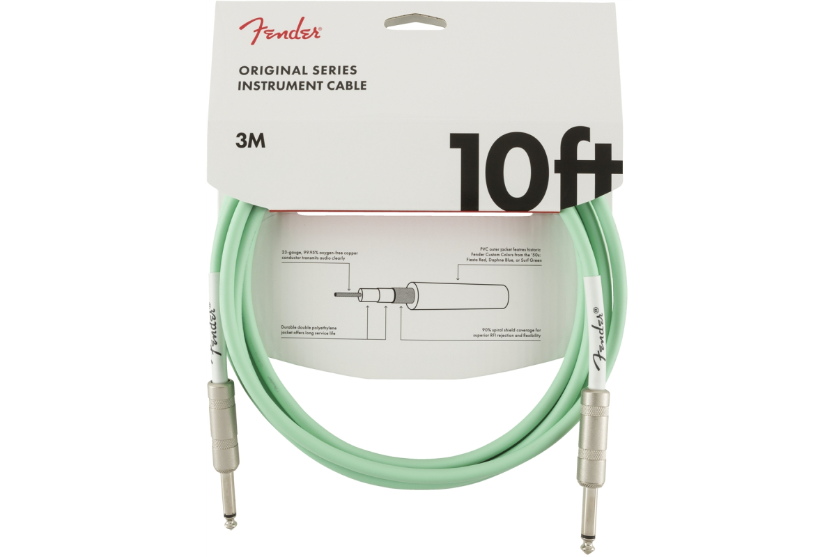 Kabel nástrojový FENDER CABLE ORIGINAL SERIES 10' SURF GREEN