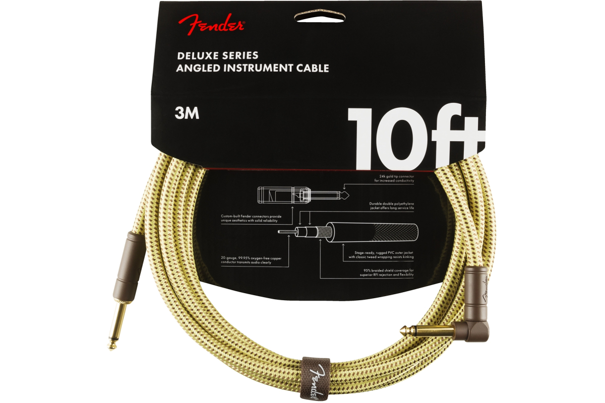 Nástrojový kabel FENDER CABLE DELUXE SERIES 10' ANGLED TWEED