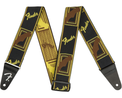 Kytarový popruh FENDER STRAP 2" WEIGHLESS MONOGRAMMED BLACK/YELLOW/BROWN
