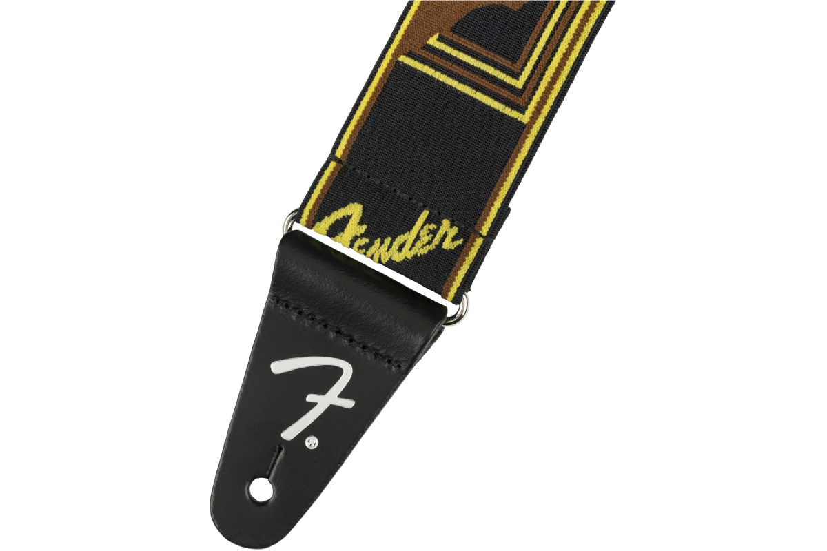 Kytarový popruh FENDER STRAP 2" WEIGHLESS MONOGRAMMED BLACK/YELLOW/BROWN