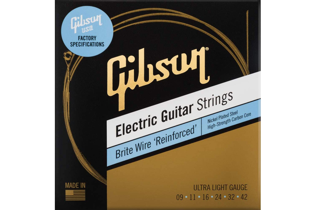Struny pro elektrické kytary GIBSON SEG-BWR9 BRITE WIRE REINFORCED 9-42 ULTRA-LIGHT
