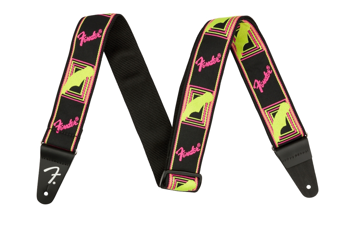 Kytarový popruh FENDER STRAP 2" NEON MONOGRAMMED YELLOW PINK