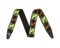 Kytarový popruh FENDER STRAP 2" NEON MONOGRAMMED GREEN ORANGE