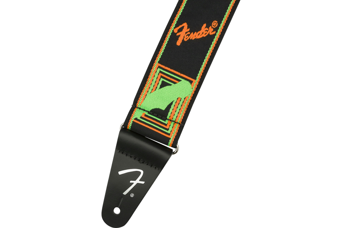 Kytarový popruh FENDER STRAP 2" NEON MONOGRAMMED GREEN ORANGE