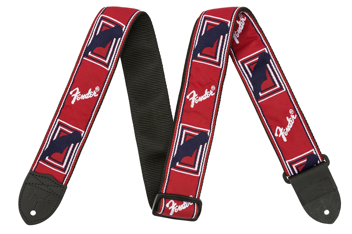 Kytarový popruh FENDER STRAP 2" MONOGRAMMED RED WHITE BLUE