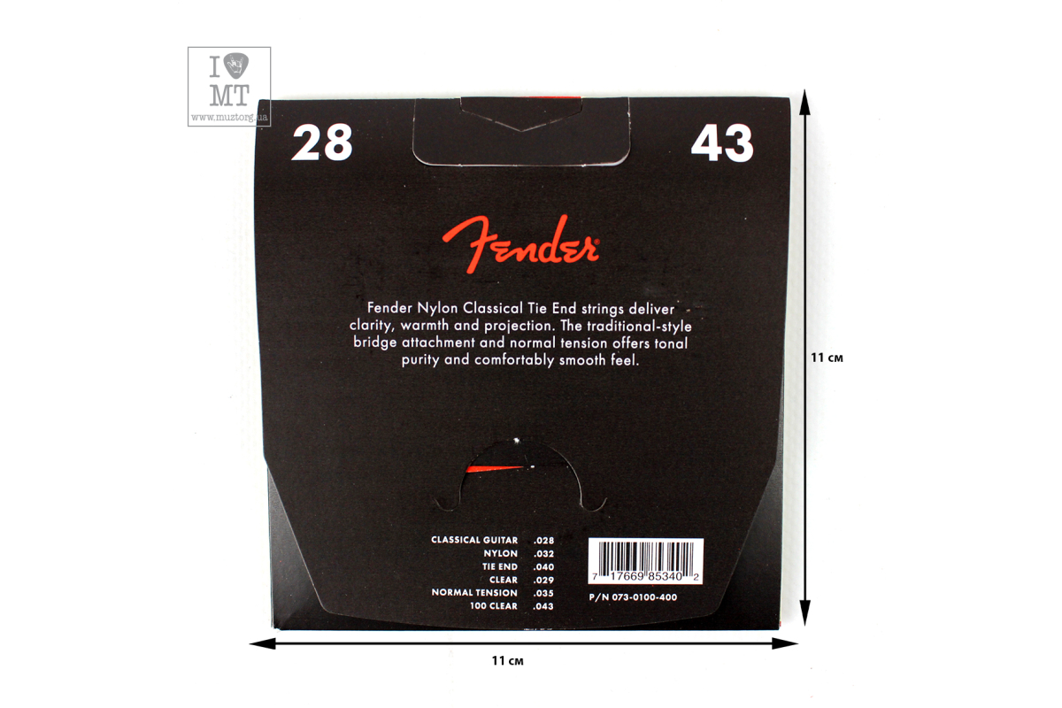 Struny pro klasické kytary FENDER 100 NYLON CLASSICAL STRINGS TIE END 28-43