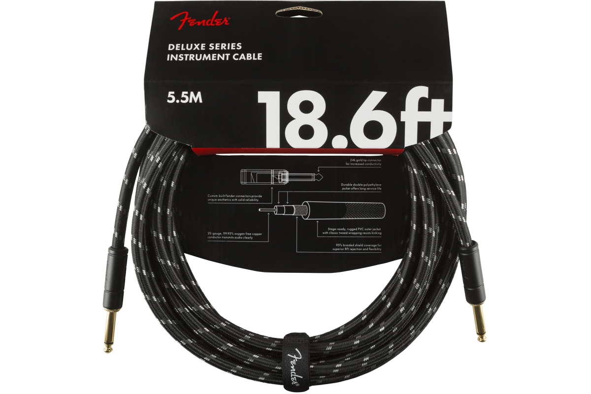 Nástrojový kabel FENDER CABLE DELUXE SERIES 18.6' BLACK TWEED