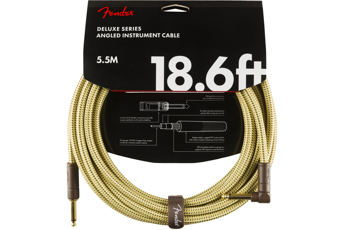 Nástrojový kabel FENDER CABLE DELUXE SERIES 18.6' ANGLED TWEED
