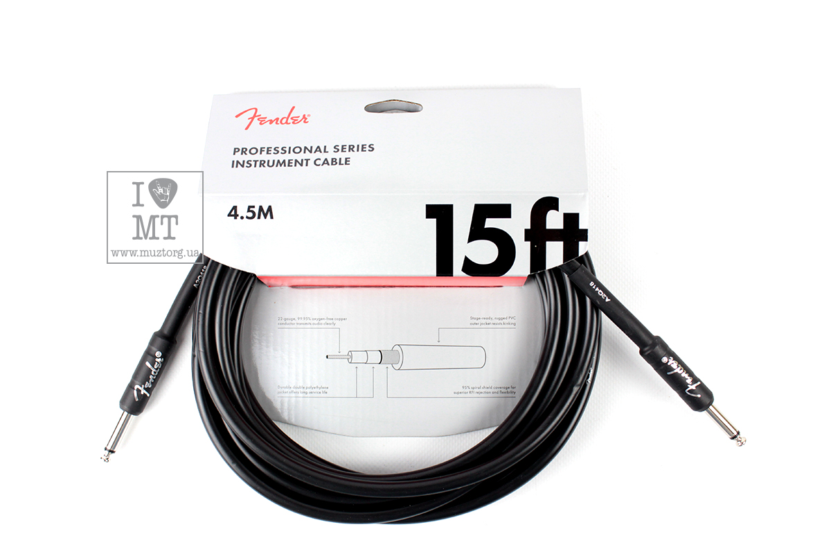 Nástrojový kabel FENDER CABLE PROFESSIONAL SERIES 15' BLACK