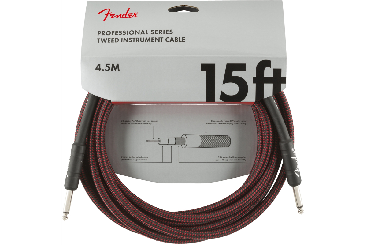 Nástrojový kabel FENDER CABLE PROFESSIONAL SERIES 15' RED TWEED